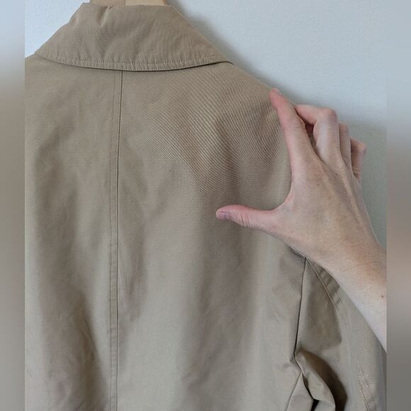 Cole Haan Rain Car Trench Coat Tan Brown Leather Trim Men's M Medium - Picture 8 of 13